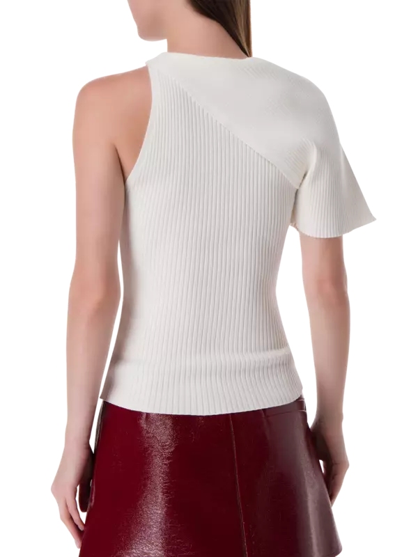 سترة محبوكة بتصميم مموج مضلع بقصة غير متماثلة