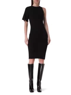 فستان طويل محبوك مضلع بتصميم غير متماثل