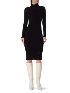 فستان طويل محبوك ومضلع بتصميم متعدد