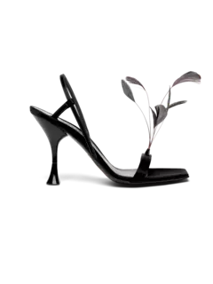 صندل كيمي بكعب عال مزين بالريش