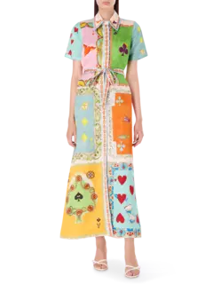 فستان بنمط قميص وأكمام قصيرة رومي