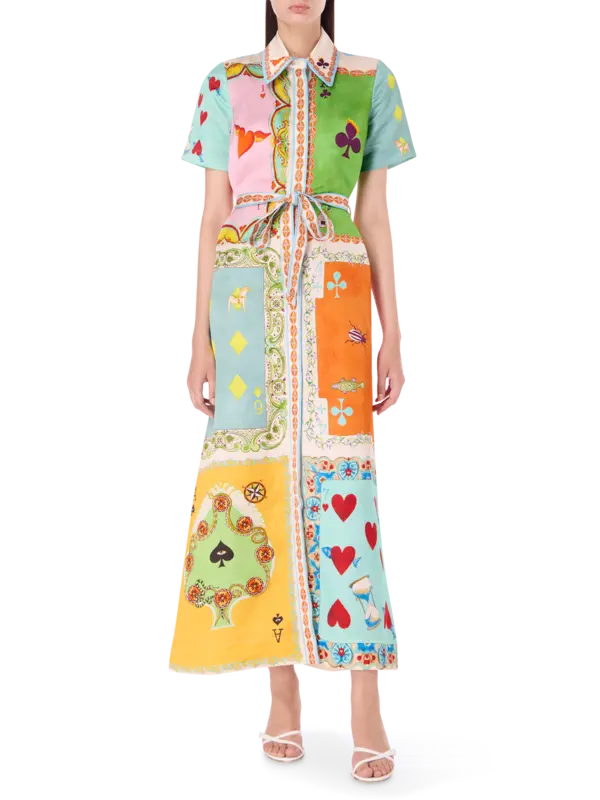 فستان بنمط قميص وأكمام قصيرة رومي