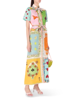 فستان بنمط قميص وأكمام قصيرة رومي