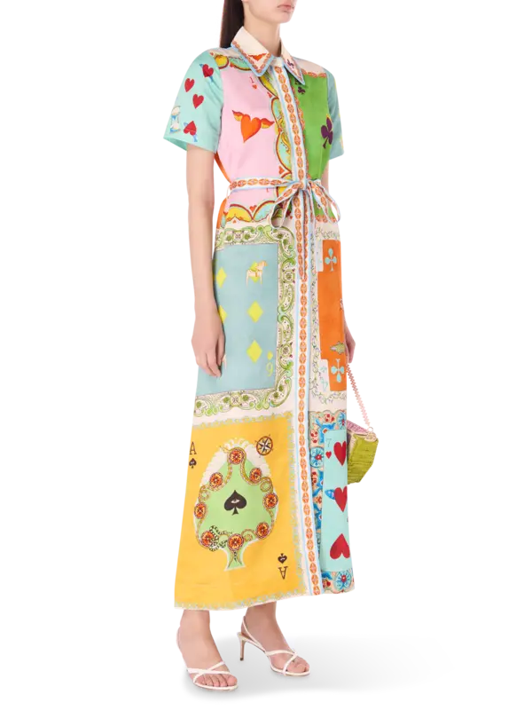 فستان بنمط قميص وأكمام قصيرة رومي