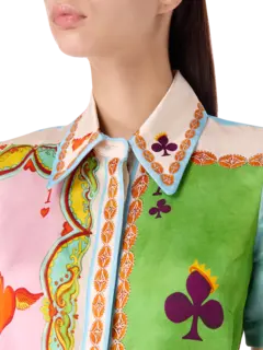 فستان بنمط قميص وأكمام قصيرة رومي