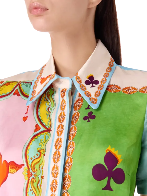 فستان بنمط قميص وأكمام قصيرة رومي