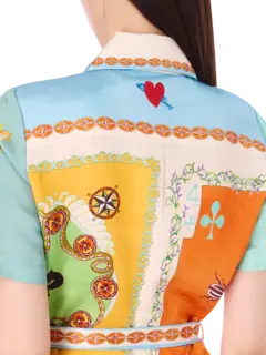 فستان بنمط قميص وأكمام قصيرة رومي