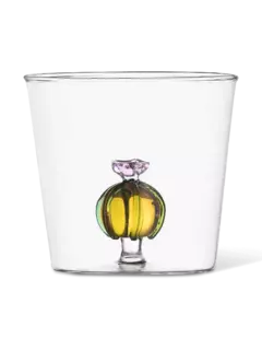 كوب شفاف مزين بزهرة صبار بلون وردي