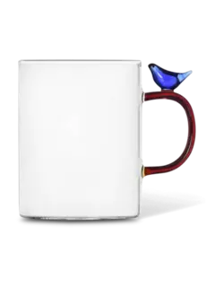 مج شفاف بتصميم طائر بلون أزرق فاتح