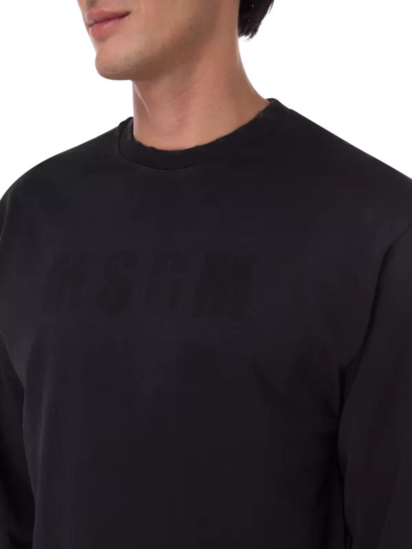 سويت شيرت بفتحة رقبة مستديرة وطبعة شعار