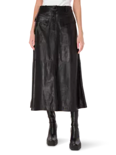 تنورة جلد متوسطة الطول