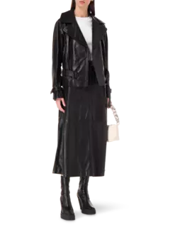 تنورة جلد متوسطة الطول