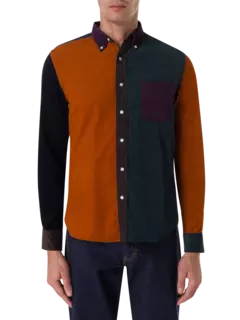 قميص من قماش مخملي مضلع مزين بشريط