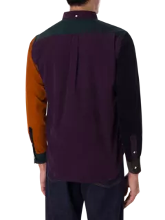 قميص من قماش مخملي مضلع مزين بشريط