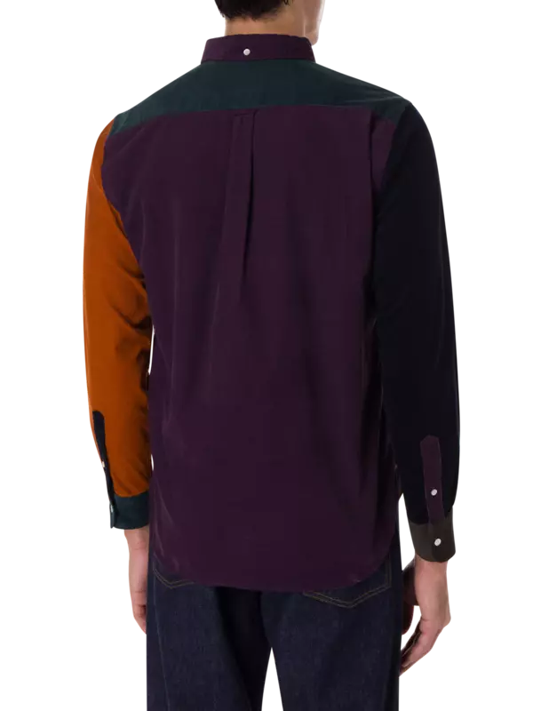 قميص من قماش مخملي مضلع مزين بشريط