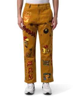 بنطال بوستد كلوب من قماش مخملي مضلع