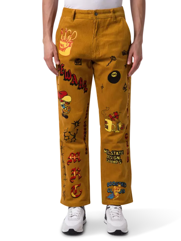 بنطال بوستد كلوب من قماش مخملي مضلع