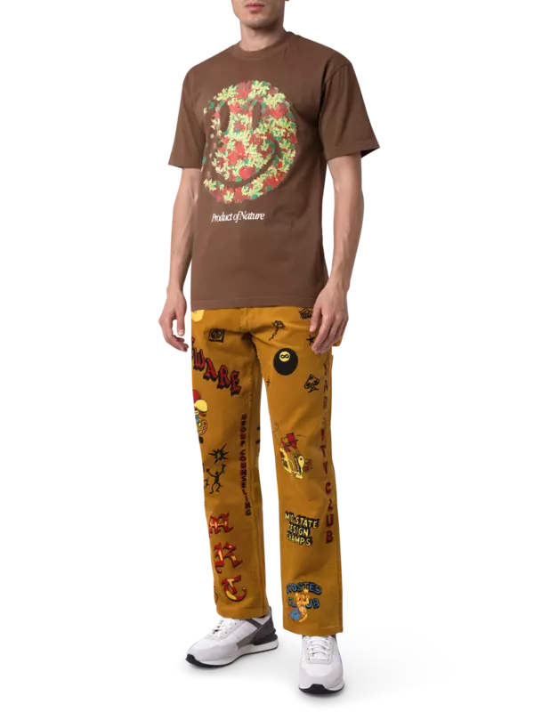 بنطال بوستد كلوب من قماش مخملي مضلع