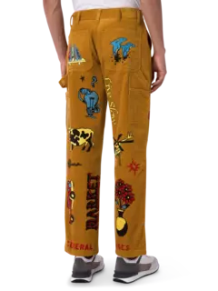 بنطال بوستد كلوب من قماش مخملي مضلع