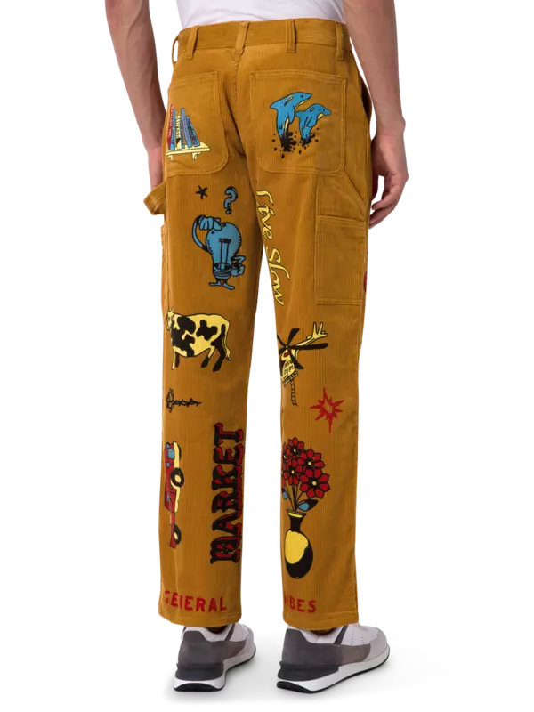 بنطال بوستد كلوب من قماش مخملي مضلع