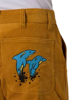 بنطال بوستد كلوب من قماش مخملي مضلع