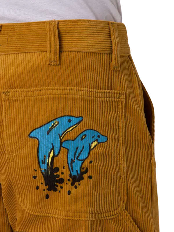 بنطال بوستد كلوب من قماش مخملي مضلع