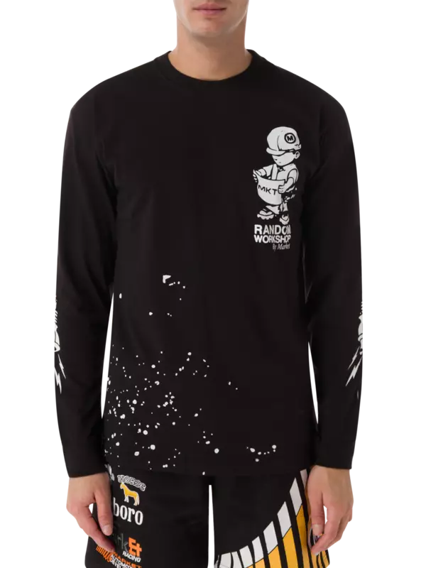 تيشيرت بأكمام طويلة ونقشة مربعات