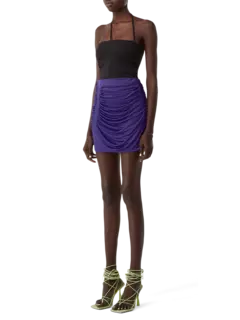 تنورة قصيرة مكشكة بلون كستنائي