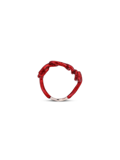 Hotscripts SEXY GLITTER RED LARGE Silver Lacquer ring