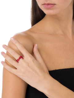 Hotscripts SEXY GLITTER RED LARGE Silver Lacquer ring