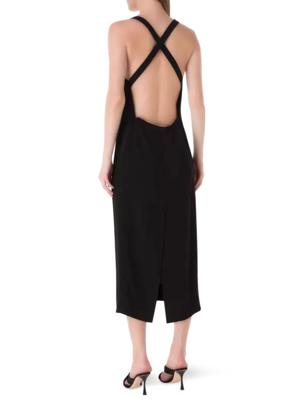 فستان فابيا متوسط الطول من قماش الكريب الحريري