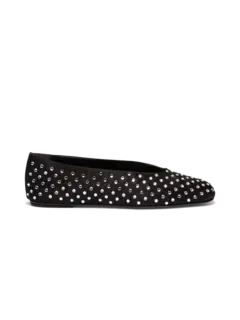 حذاء باليه مسطح من الساتان مزين بالكريستال