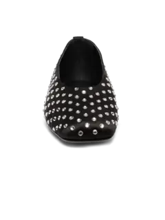 حذاء باليه مسطح من الساتان مزين بالكريستال