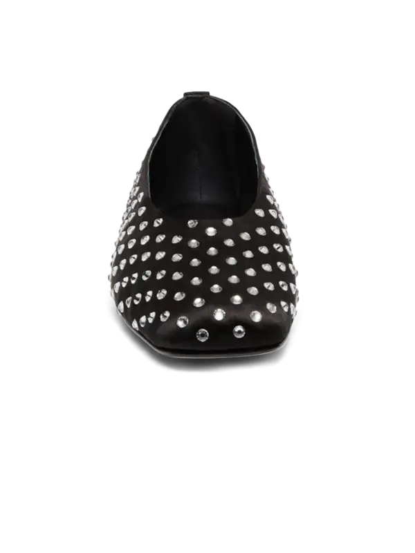 حذاء باليه مسطح من الساتان مزين بالكريستال