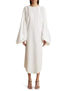 فستان زيلما متوسط الطول بأكمام منتفخة