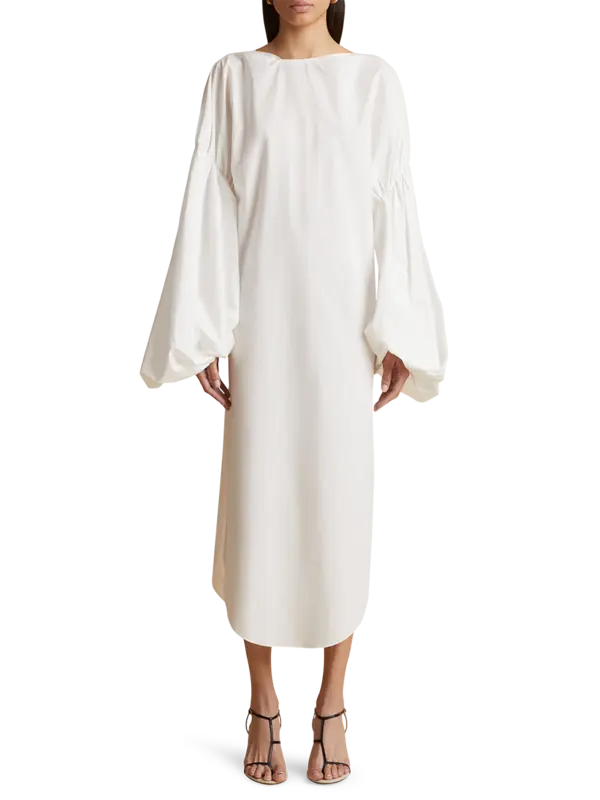 فستان زيلما متوسط الطول بأكمام منتفخة