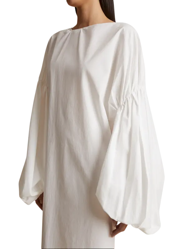 فستان زيلما متوسط الطول بأكمام منتفخة