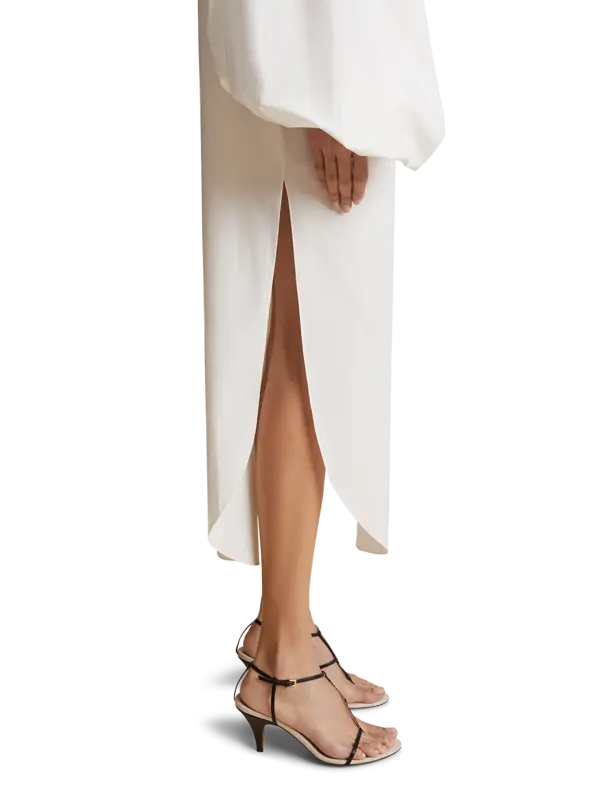 فستان زيلما متوسط الطول بأكمام منتفخة