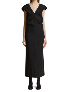 فستان إيما متوسط الطول من الصوف والفيسكوز