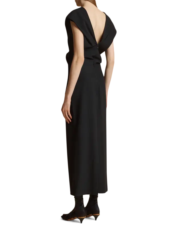 فستان إيما متوسط الطول من الصوف والفيسكوز