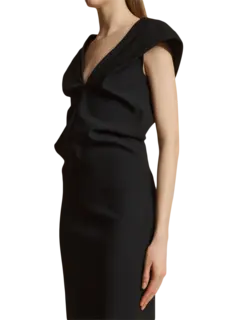 فستان إيما متوسط الطول من الصوف والفيسكوز