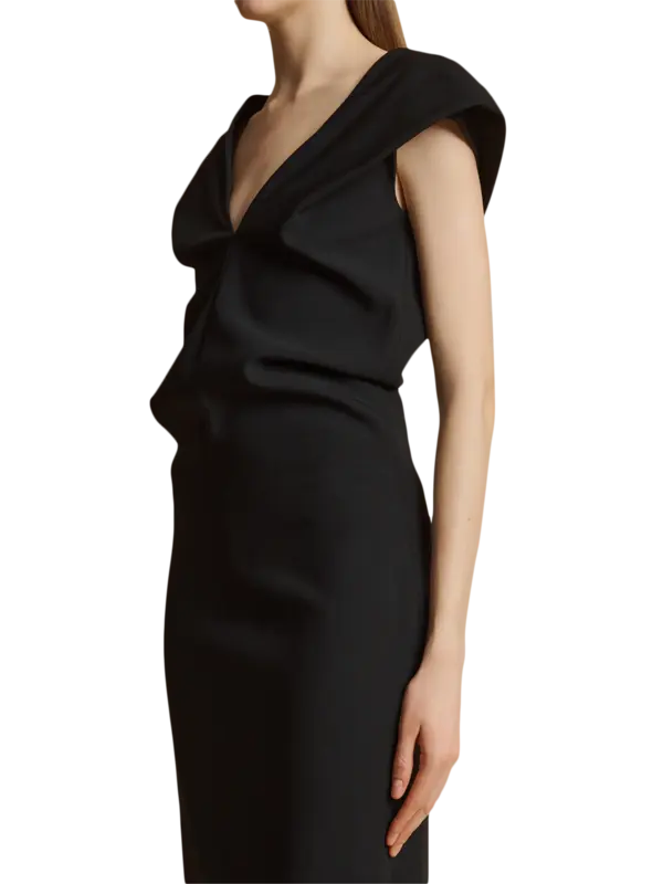 فستان إيما متوسط الطول من الصوف والفيسكوز