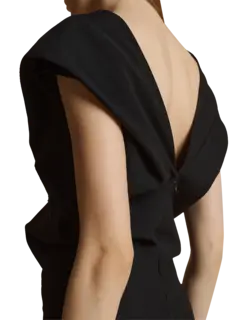 فستان إيما متوسط الطول من الصوف والفيسكوز