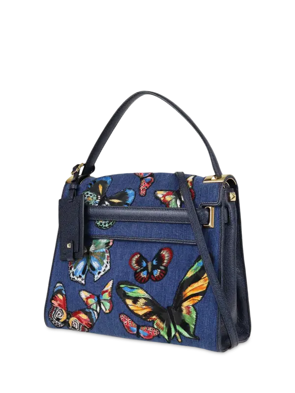 Valentino Pre Loved Valentino Garavani Butterfly Rockstud Top Handle Bag THAT