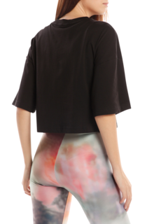 Dropped Shoulders Cropped Hem Black Puma T-Shirt