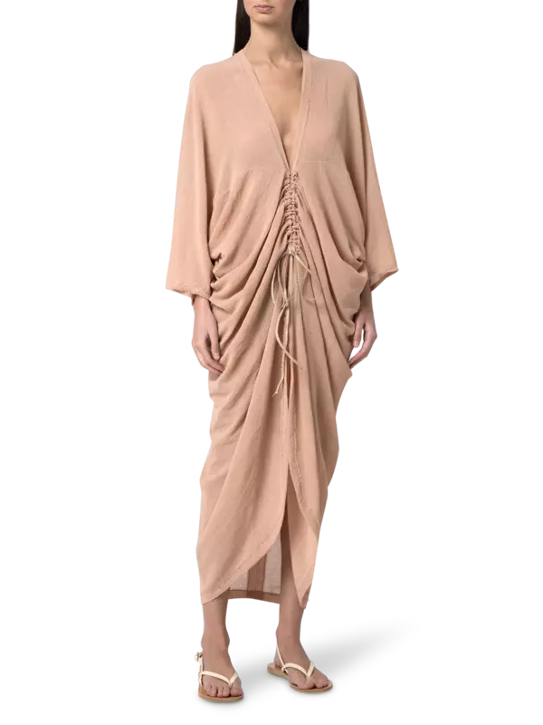 قفطان تيوب بأكمام طويلة ورقبة على شكل حرف V