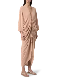 قفطان تيوب بأكمام طويلة ورقبة على شكل حرف V