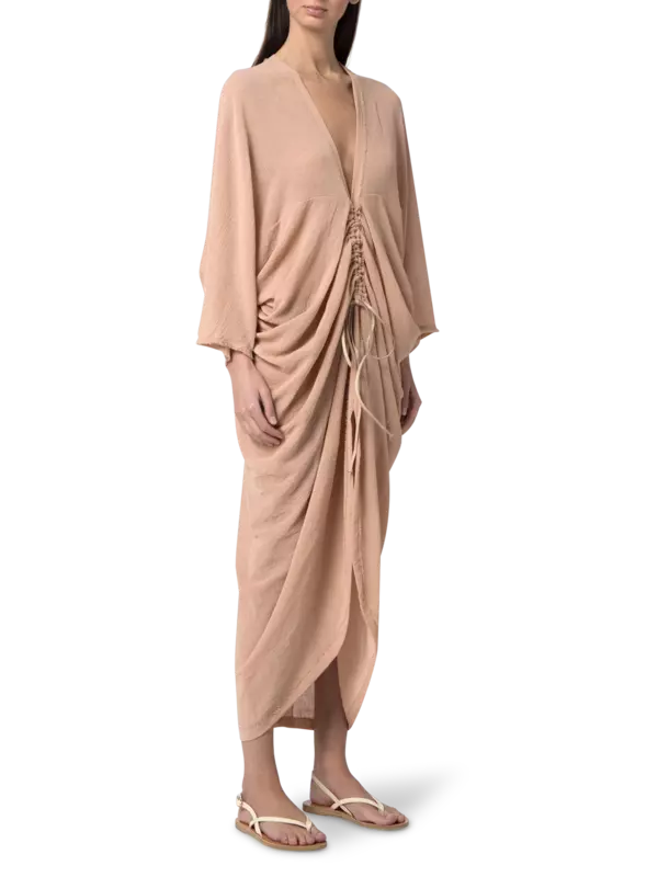 قفطان تيوب بأكمام طويلة ورقبة على شكل حرف V