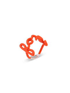 Hotscripts FOXY NEON ORANGE LARGE Silver Lacquer ring