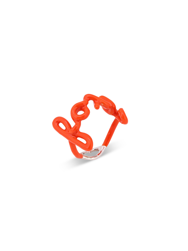 Hotscripts FOXY NEON ORANGE LARGE Silver Lacquer ring